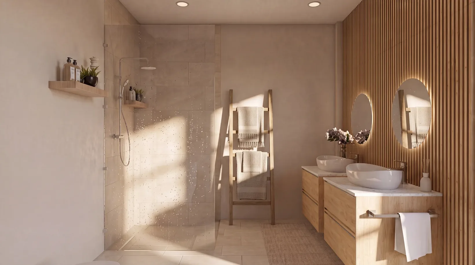 Master ensuite bathroom with his-and-hers sinks